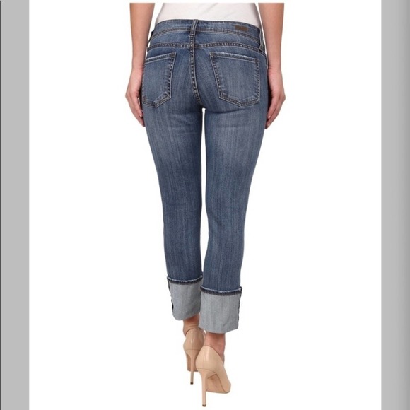 Kut From The Kloth Fray Cuff Cropped Jean Dark Blue Size 4 Catherine Boyfriend - Picture 1 of 9